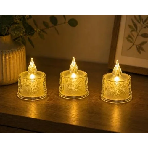 LED 3 Adet Dekoratif Mum Sarı Işık – Alev Efektli Tealight Gece Lambası