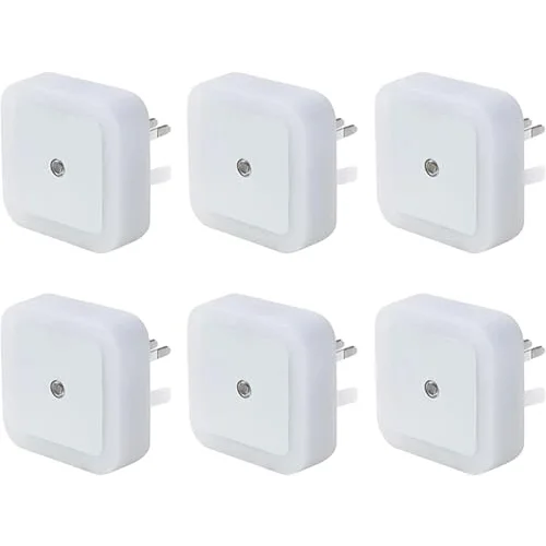 LED gece lambası, Duvara Takılan LED Gece Lambası, Alacakaranlık Sensörlü, 0.5w Gece Aydınlatması, Koridor, Merdiven, Mutfak, Banyo ve Yatak Odası İçin (6lı Paket)
