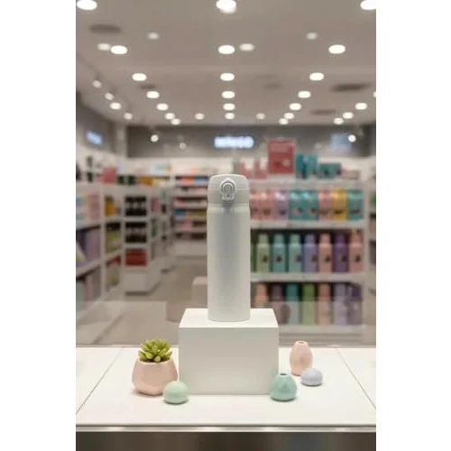 Lisanslı Klasik Serisi Flip Top Yalıtımlı Termos 450 Ml Çift Katmanlı Çelik Beyaz, 2019306610101