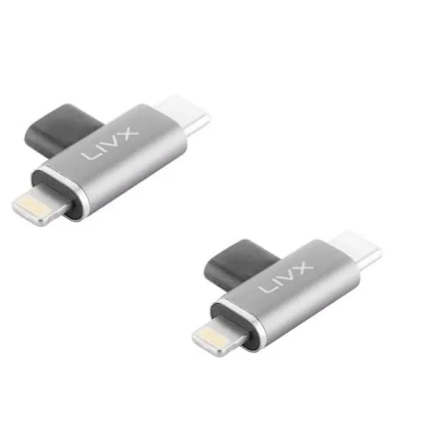Livx Type C To Lightning/Type C Şarj ve 5Gbps Veri Aktarımı iPhone Yuva Çevirici Dönüştürücü Otg Adaptör Otgbt İkili Paket