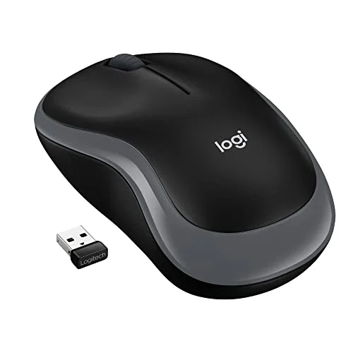 M185 Kablosuz Mouse, 1.000 DPI Optik Sensör, Sağ ve Sol Elle Kullanıma Uygun, 10 m Kullanım Mesafesi, 12 Ay Pil Ömrü, Gri