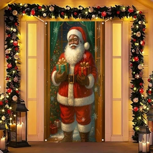 Merry Christmas Kapı Örtüsü 171 x 71 cm Tatil Ön Sundurma Kapı Afiş Dekorasyon Kış Noel Baba Tutarak Kar Taneleri Noel Ağacı İşaret Tatil Partisi İç Mekan Dış Mekan Dekoru