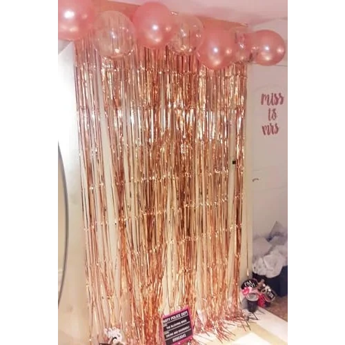 Metalize Fon Perde Kapı Perdesi Rose Gold Arka Fon Süs