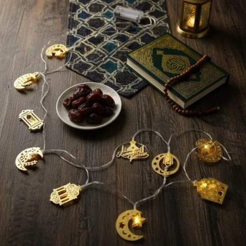 Mey İthalat® 10 Adet Sarkıtlı Karışık Ramazan Temalı LED Işık – Pilli 2 Metre Ramazan Süsü, İslami Dekorasyon, Ev ve Mekanlar İçin Dekoratif Ortam Aydınlat