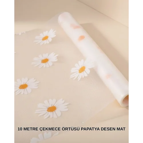 Mey İthalat® 10 Metre Papatya Desenli Kolay Temizlenebilir Çekmece Matı
