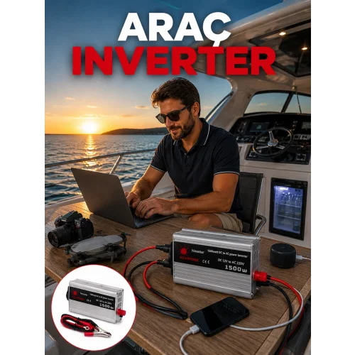 Mey İthalat® 1500W Yüksek Güç Çıkışlı Araç Inverter