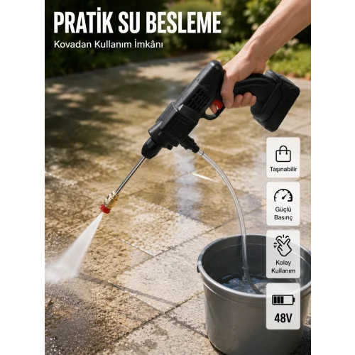 Mey İthalat® 2025 A Kalite 48V Şarjlı Yüksek Basınçlı Su Tabancası Orijinal Seri