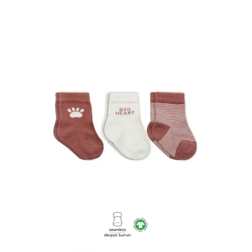 Mey İthalat®   3Lü Penye Soket Çorap BS10110 Pudra