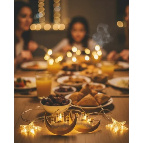 Mey İthalat® 3 Metre Ramazan LED Saçak Işık Ev İçi Dekoratif Aydınlatma