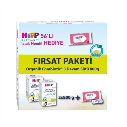 Mey İthalat®   3 Organik Combiotic Bebek Sütü 800 Gr X2 Islak Mendil Hediyeli