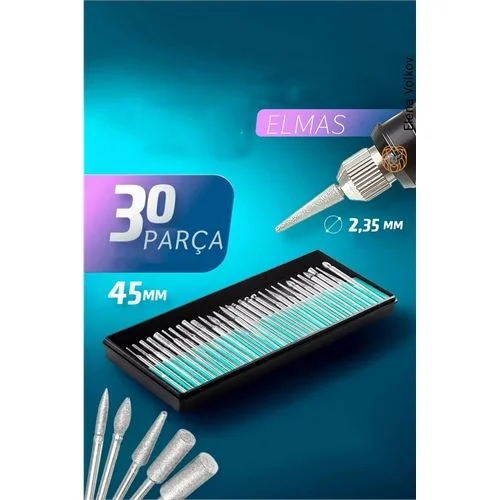 Mey İthalat® 30lu Lüks Freze Uç Takımı Elektrikli Tırnak Törpü Ucu 30lu Uç Takımı