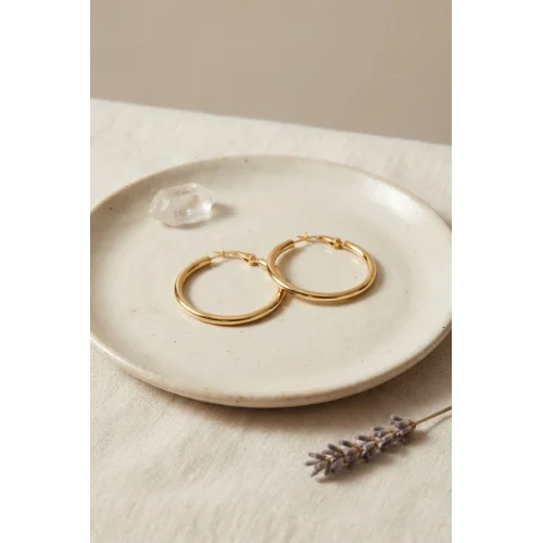 Mey İthalat® 316L Çelik Gold Renk 28 mm Halka Küpe