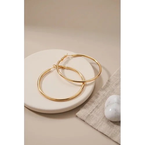 Mey İthalat® 316L Çelik Gold Renk 46 mm Halka Küpe