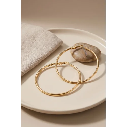 Mey İthalat® 316L Çelik Gold Renk 56 mm Halka Küpe