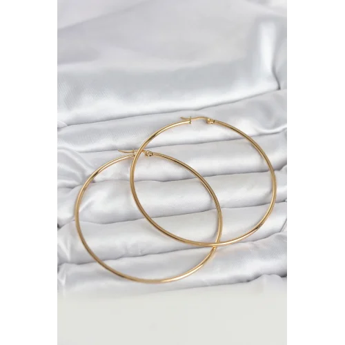 Mey İthalat® 316L Çelik Gold Renk 70 mm Kadın Halka Küpe
