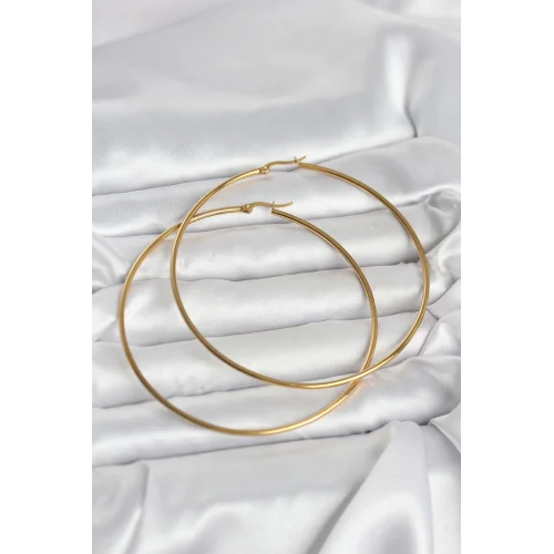 Mey İthalat® 316L Çelik Gold Renk 80 mm Kadın Halka Küpe
