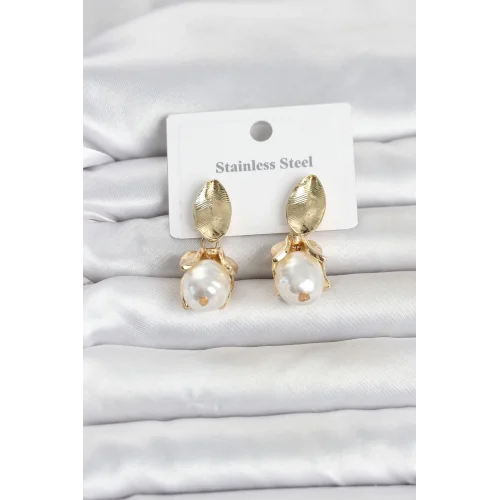 Mey İthalat® 316L Çelik Gold Renk Çiçek Model Kadın Küpe