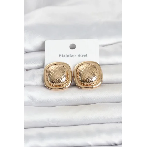 Mey İthalat® 316L Çelik Gold Renk Düğme Model Kadın Küpe