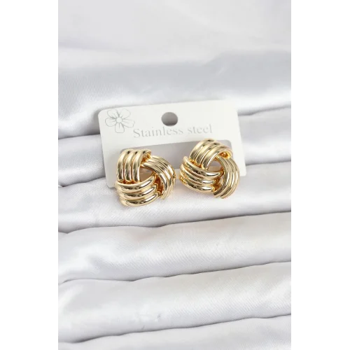 Mey İthalat® 316L Çelik Gold Renk Sarmal Model Kadın Küpe