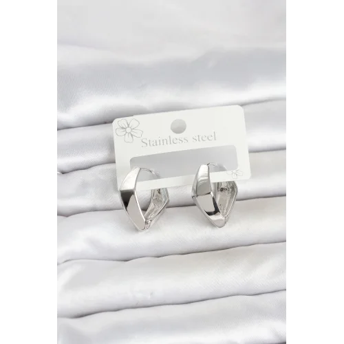 Mey İthalat® 316L Çelik Gümüş Renk Elmas Model Halka Kadın Küpe