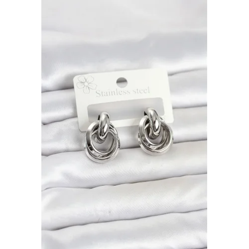 Mey İthalat® 316L Çelik Gümüş Renk Halka Model Kadın Küpe
