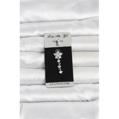 Mey İthalat® 316L Cerrahi Çelik Sallantılı Çiçek Model Göbek Piercing