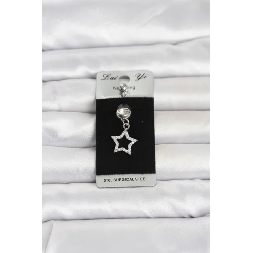 Mey İthalat® 316L Cerrahi Çelik Sallantılı Yıldız Model Göbek Piercing