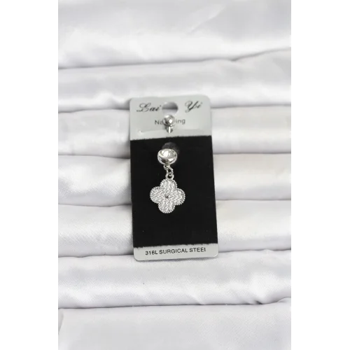 Mey İthalat® 316L Cerrahi Çelik Sallantılı Yonca Model Göbek Piercing