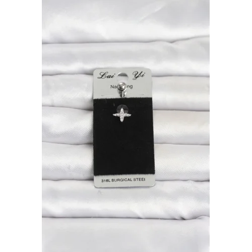 Mey İthalat® 316L Cerrahi Çelik Yıldız Model Zirkon Taşlı Göbek Piercing