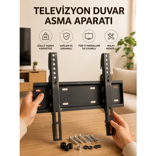 Mey İthalat® 32-55 İnç Uyumlu 40 Kg Taşıma Kapatiseli Televizyon Duvar Asma Aparatı
