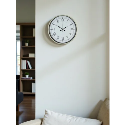 Mey İthalat® 36 Cm Krem Dekoratif Duvar Saati