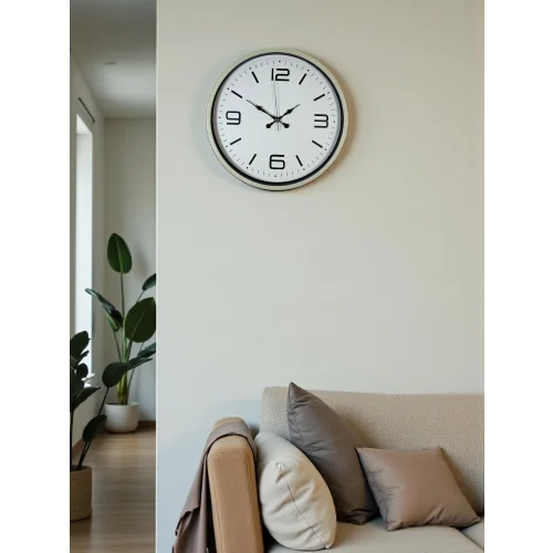 Mey İthalat® 36 Cm Krem Modern Dekoratif Duvar Saati