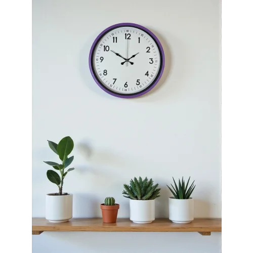 Mey İthalat® 36 Cm Mor Dekoratif Duvar Saati