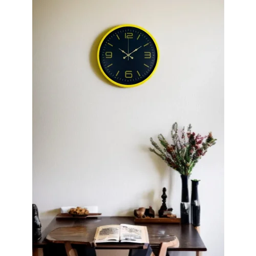 Mey İthalat® 36 Cm Sarı Dekoratif Duvar Saati