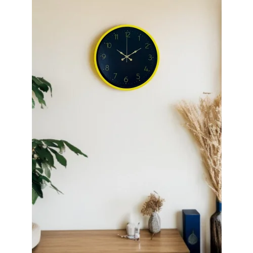 Mey İthalat® 36 Cm Sarı Şık Duvar Saati