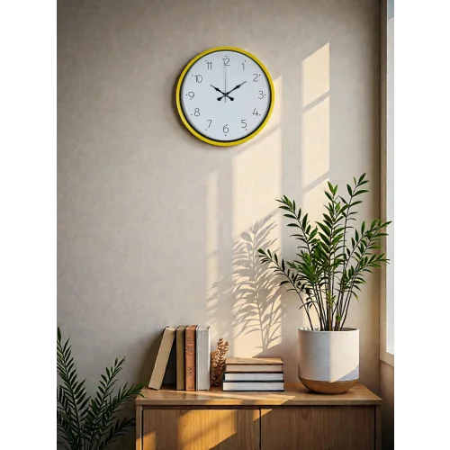 Mey İthalat® 36 Cm Standart Sarı Duvar Saati