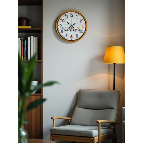 Mey İthalat® 36 Cm Turuncu Çocuk Odası Duvar Saati