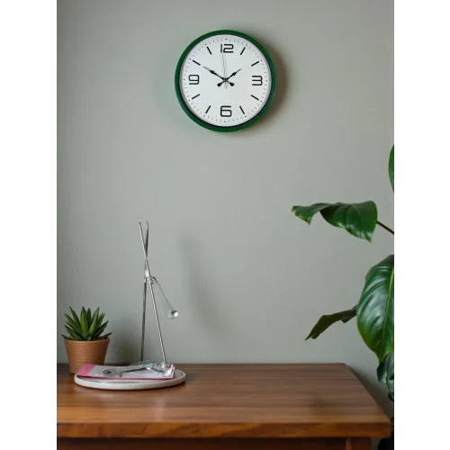 Mey İthalat® 36 Cm Yeşil Modern Dekoratif Duvar Saati