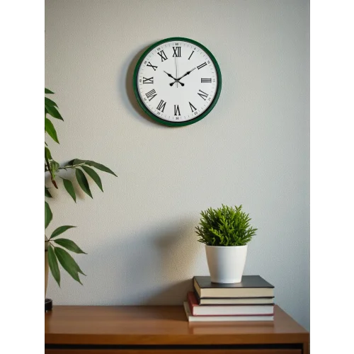 Mey İthalat® 36 Cm Yeşil Roma Rakamlı Duvar Saati