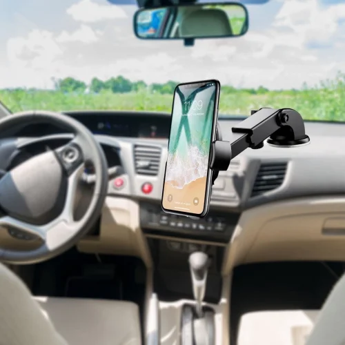 Mey İthalat® 360 Derece Dönen Torpido Üstü Uzunluk Ayarlamalı Vantuzlu Teleskopik Araç Telefon Tutucu