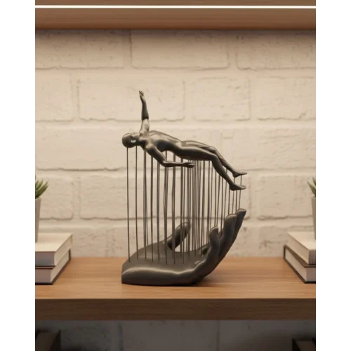 Mey İthalat® 3D El Formlu İnsan Figürü Gri Soyut Tasarım Dekoratif Biblo