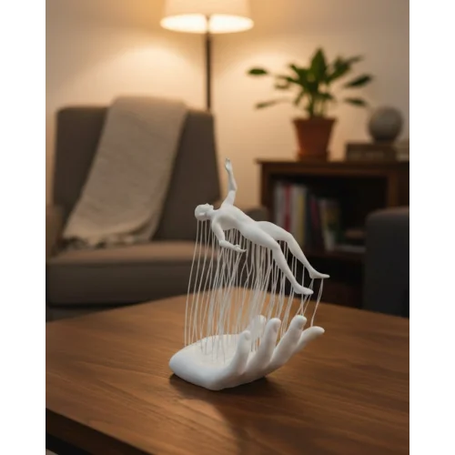 Mey İthalat® 3D El İnsan Figürü Beyaz Modern Sanatsal Dekoratif Biblo