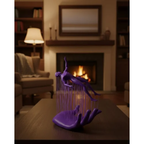 Mey İthalat® 3D El İnsan Figürü Mor Modern Sanatsal Dekoratif Biblo 12x18 cm