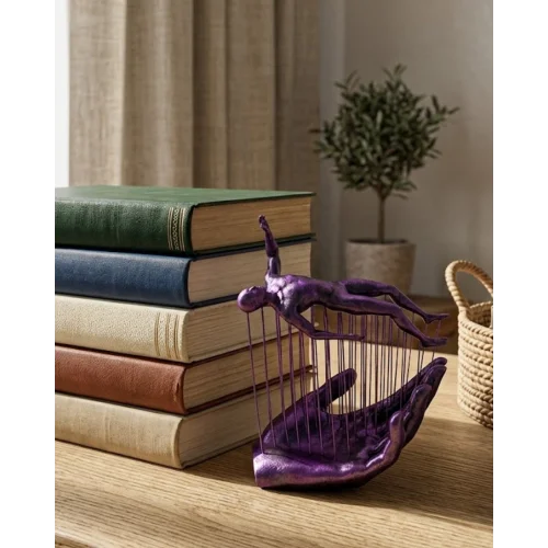 Mey İthalat® 3D Mor İnsan Figürü Dekoratif Duvar ve Masa Üstü Sanat Objesi