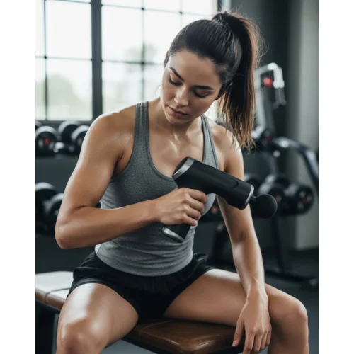 Mey İthalat® 4 Başlıklı Darbeli Şarjlı Masaj Aleti Tabancası Kablosuz