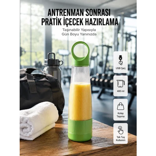 Mey İthalat® 400 ml Kapasiteli Pratik Taşınabilir Meyve Blender