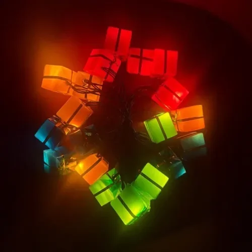 Mey İthalat® 4m 20 LED Pilli Hediye Kutusu Figürlü Lamba