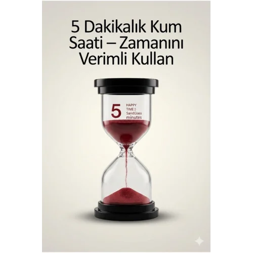 Mey İthalat® 5 Dakikalık Kum Saati Zamanlayıcı – KIRMIZI Dekoratif Masa Saati 4 Renk Seçeneği