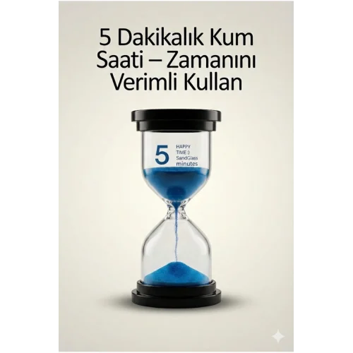 Mey İthalat® 5 Dakikalık Kum Saati Zamanlayıcı – MAVİ Dekoratif Masa Saati 4 Renk Seçeneği