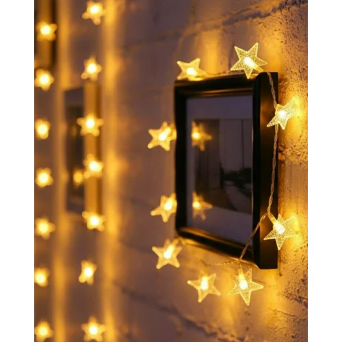 Mey İthalat® 5 Metre 20 Yıldızlı LED Işık Zinciri Daylight Beyaz Salon ve Oda Dekoru